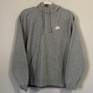 Nike Gray Heather Pullover Hoodie with White Swoosh
